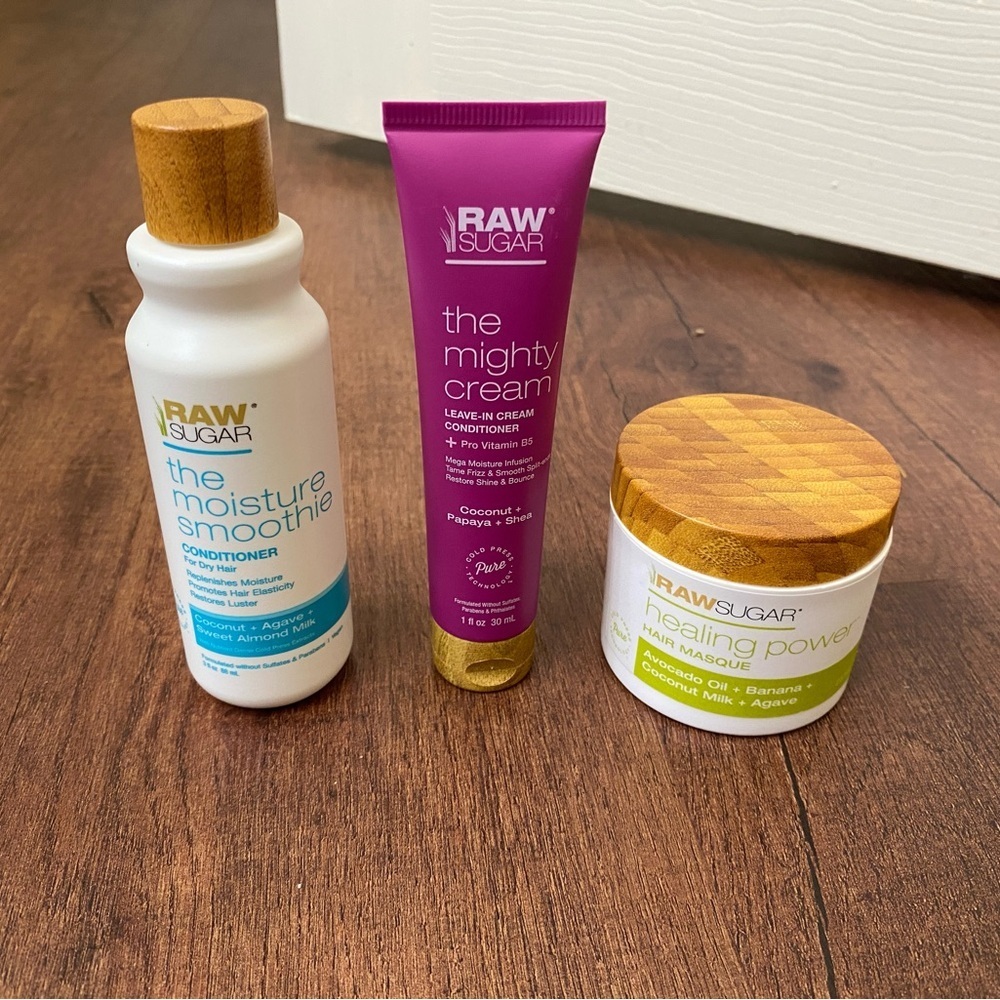RAW SUGAR Traveling Set HAIR MASQUE Conditioner Cold Press Cream Leave In 3